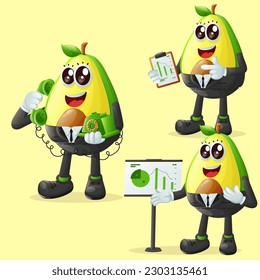 Set of cute avocado character at work. Perfect for kids, merchandise and sticker, banner promotion or blog
