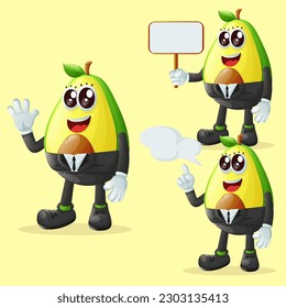 Set of cute avocado characters in advertising. Perfect for kids, merchandise and sticker, banner promotion or blog
