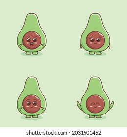 set of cute avocado illustration