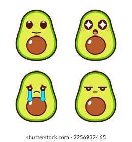 Set of Cute Avocado Stickers