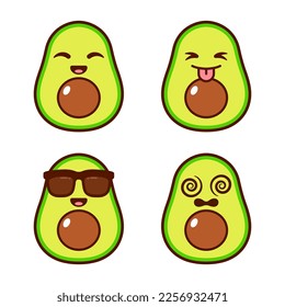 Set of Cute Avocado Stickers