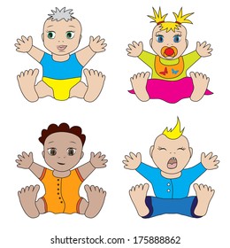 Set Of Cute Babies