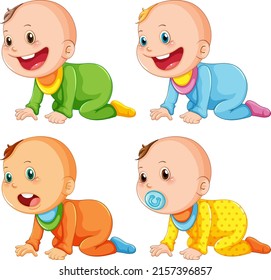 Set of cute babies cartoon illustration