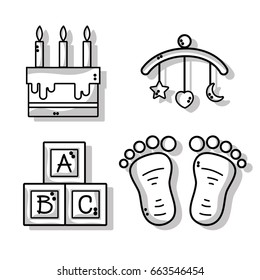 set cute babies tools icons