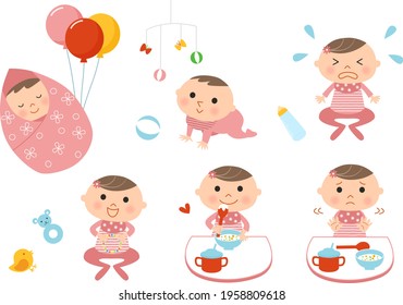 Set of cute babies vector design stock illustration 