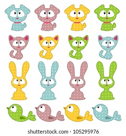 A set of cute baby animals