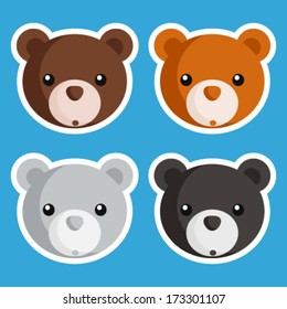 Set of cute baby bear icons