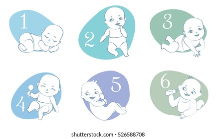 Set Cute Baby Boys Growth Newborn Stock Vector (Royalty Free) 526588708 ...