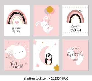 
Set of cute baby cards. Vector illustration