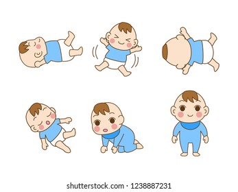 Set of cute baby child cartoon character, kid, outline cartoon vector illustration isolated on white background.