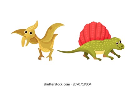 Set of cute baby dinosaurs vector illustration on white background