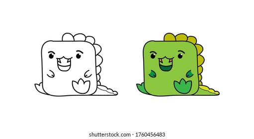 Set of cute baby dragons. Vector illustration isolated on a white background for coloring books, scrapbooking, and stickers