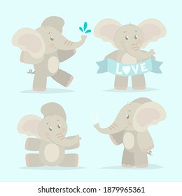 Set of cute baby elephants