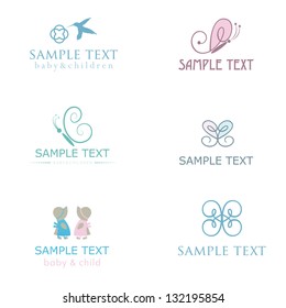 Set of cute baby icons in pastel colors.