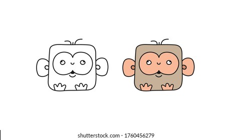 set of cute baby monkeys. Vector illustration isolated on a white background for coloring books, scrapbooking, and stickers