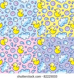 set of cute baby seamless patterns with soap bubbles