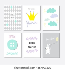 Set of cute baby shower invitation cards for newborn boy, it's a boy