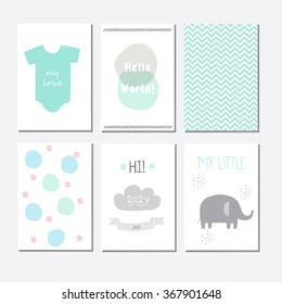 Set of cute baby shower invitation cards for newborn boy, it's a boy