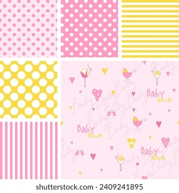 Set of cute baby shower patterns