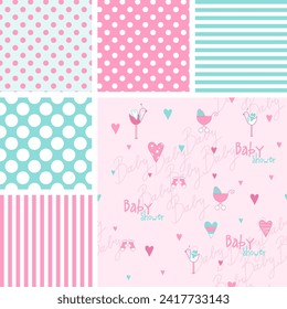 Set of cute baby shower patterns