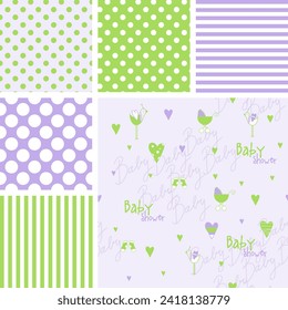 Set of cute baby shower patterns