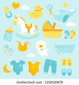Set of cute baby shower vectors