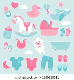 Set of cute baby shower vectors