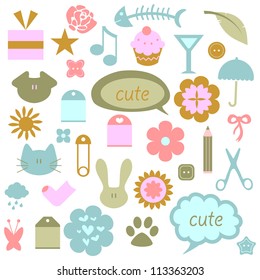 A set of cute babyish elements