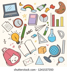 Set of cute back to school doodle