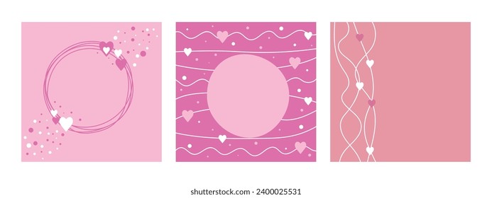 Un conjunto de preciosos antecedentes para el Día de San Valentín. Diseño para el Día de San Valentín. Vector.