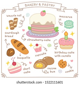 Set of Cute Bakery and Pastry Doodle