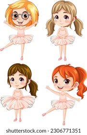 Dibujo de personajes de dibujos animados de bailarina de ballet lindo