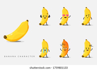 Set of cute banana characters 