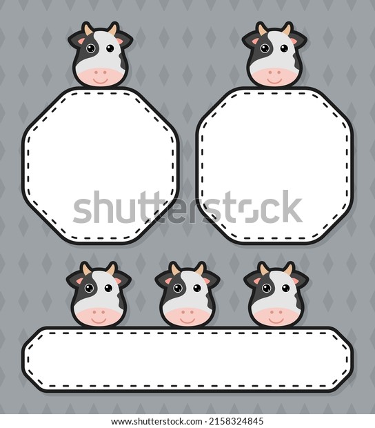 Set of cute banner with\
Cow