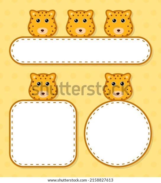 Set of cute banner with\
Leopard
