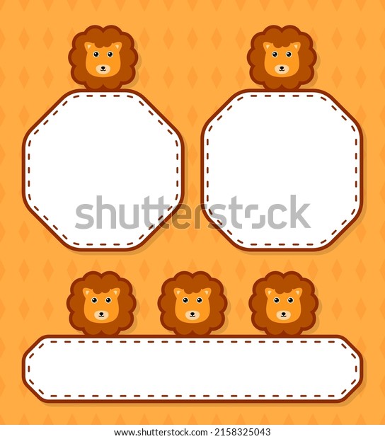 Set of cute banner with\
Lion