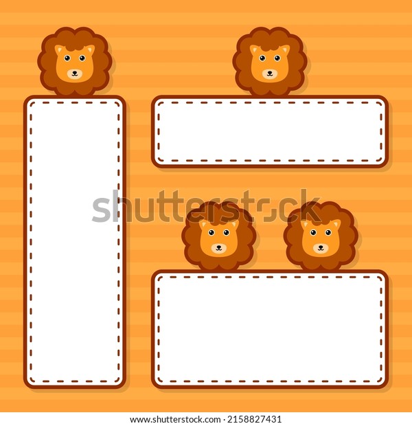 Set of cute banner with\
Lion