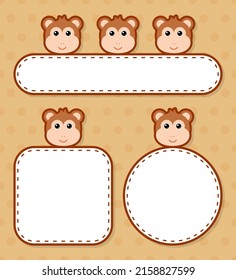 Set of cute banner with Monkey