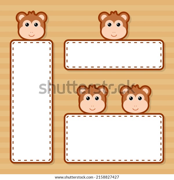 Set of cute banner with\
Monkey