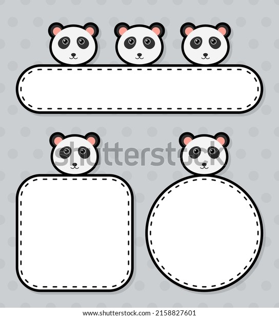 Set of cute banner with\
Panda