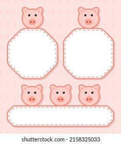 Set of cute banner with Pig