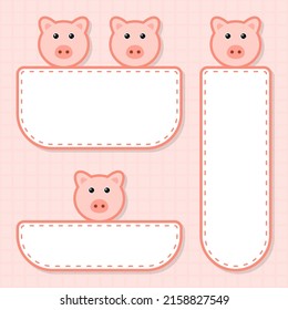 Set Cute Banner Pig Stock Vector (Royalty Free) 2158827549 | Shutterstock