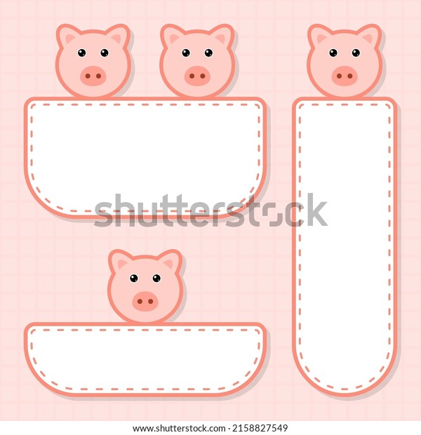 Set of cute banner with\
Pig