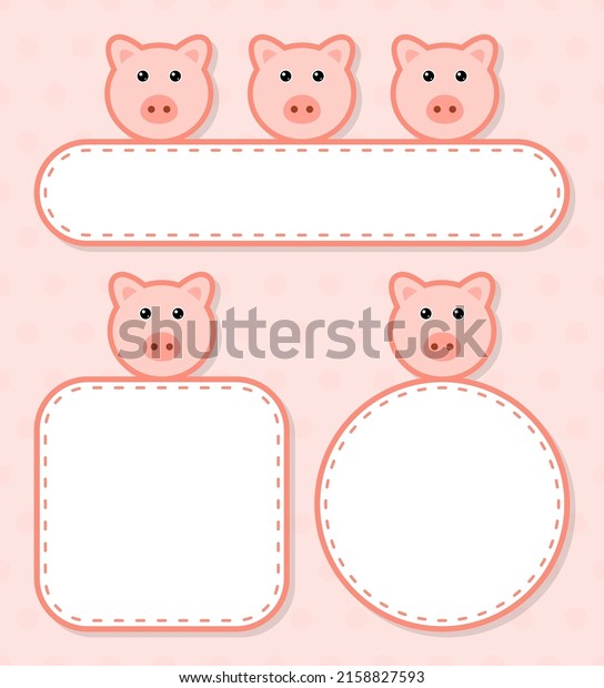 Set of cute banner with\
Pig