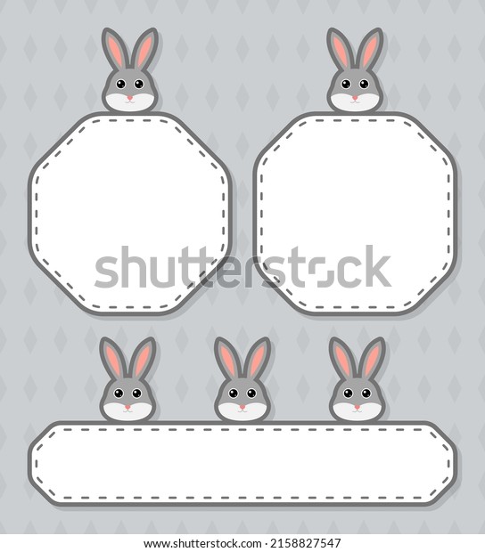 Set of cute banner with\
Rabbit