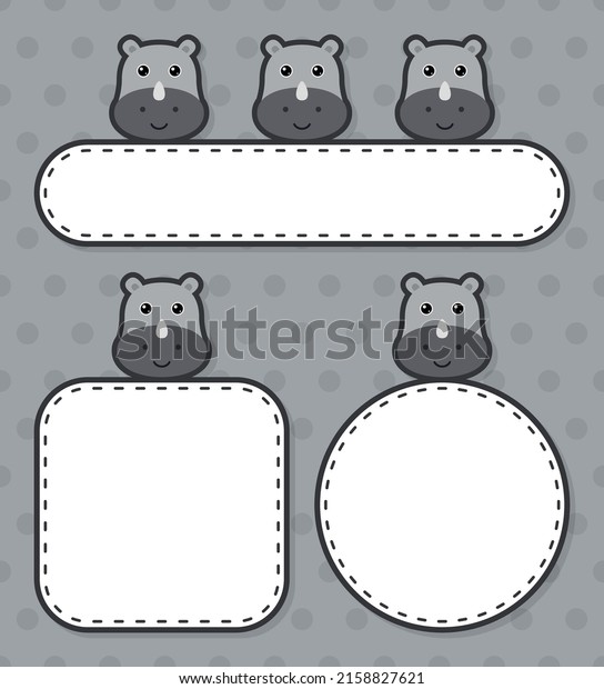 Set of cute banner with\
Rhinoceros
