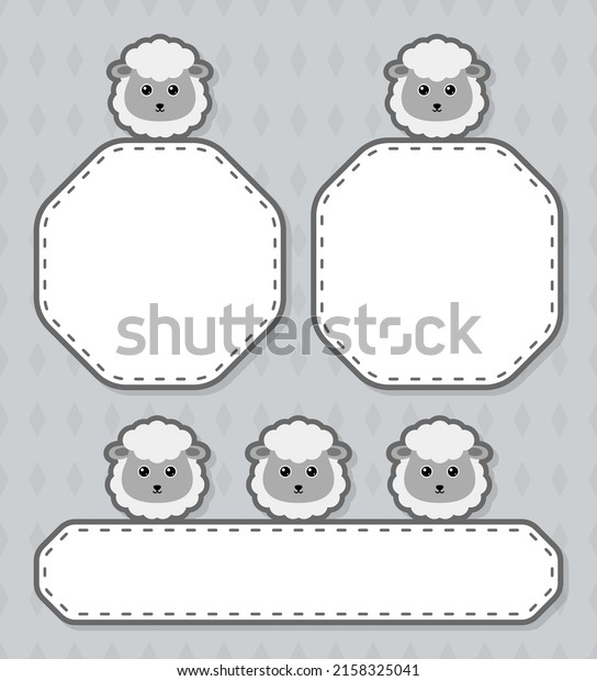 Set of cute banner with\
Sheep