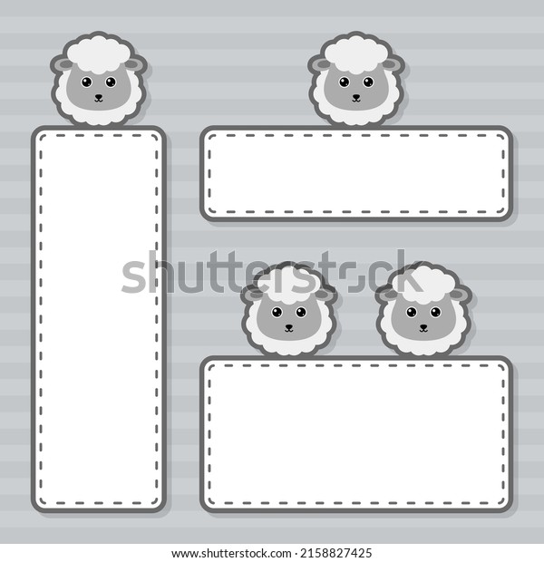 Set of cute banner with\
Sheep