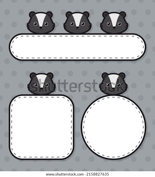 Set of cute banner with\
Skunk