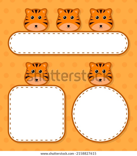 Set of cute banner with\
Tiger